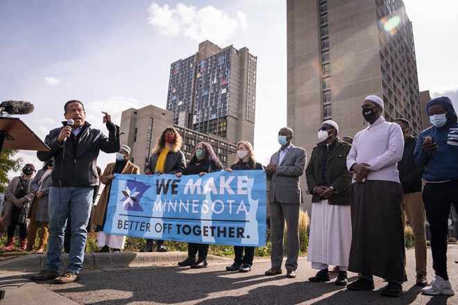 Minnesota Attorney General Keith Ellison spoke earlier this month when faith and community leaders held an event this month to encourage voting.LEILA NAVIDI – STAR TRIBUNE