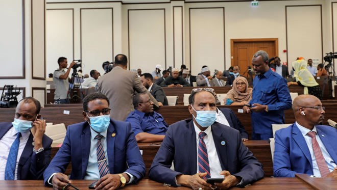 Somalia legislators are seen inside the lower house of Parliament in Mogadishu, Somalia May 1, 2021. REUTERS/Feisal Omar